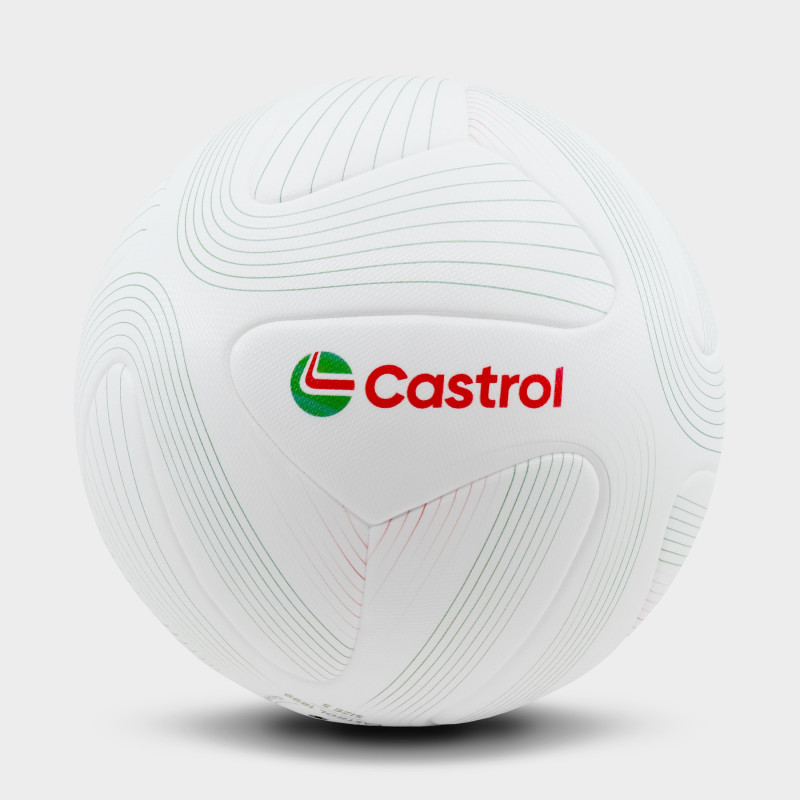 Zine Laminated Soccer Ball :: Pure White / Castrol Green / Castrol Red