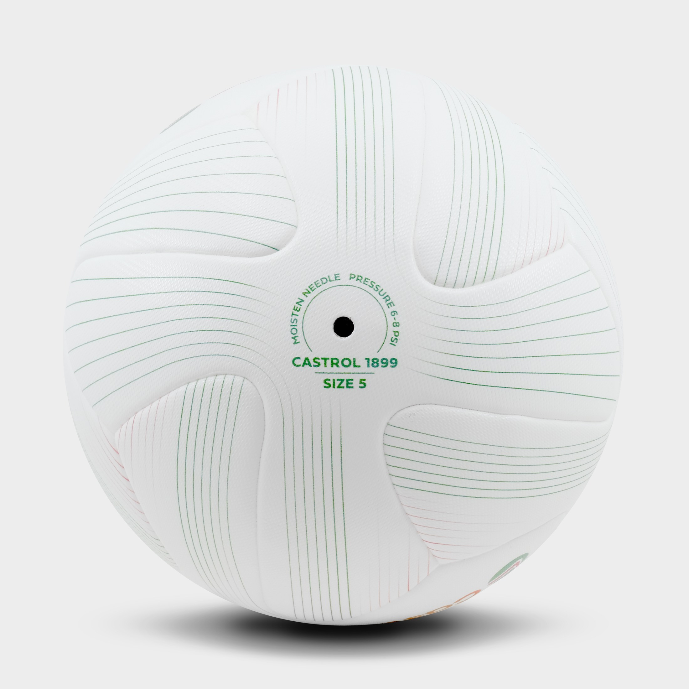 Zine Laminated Soccer Ball :: Pure White / Castrol Green / Castrol Red
