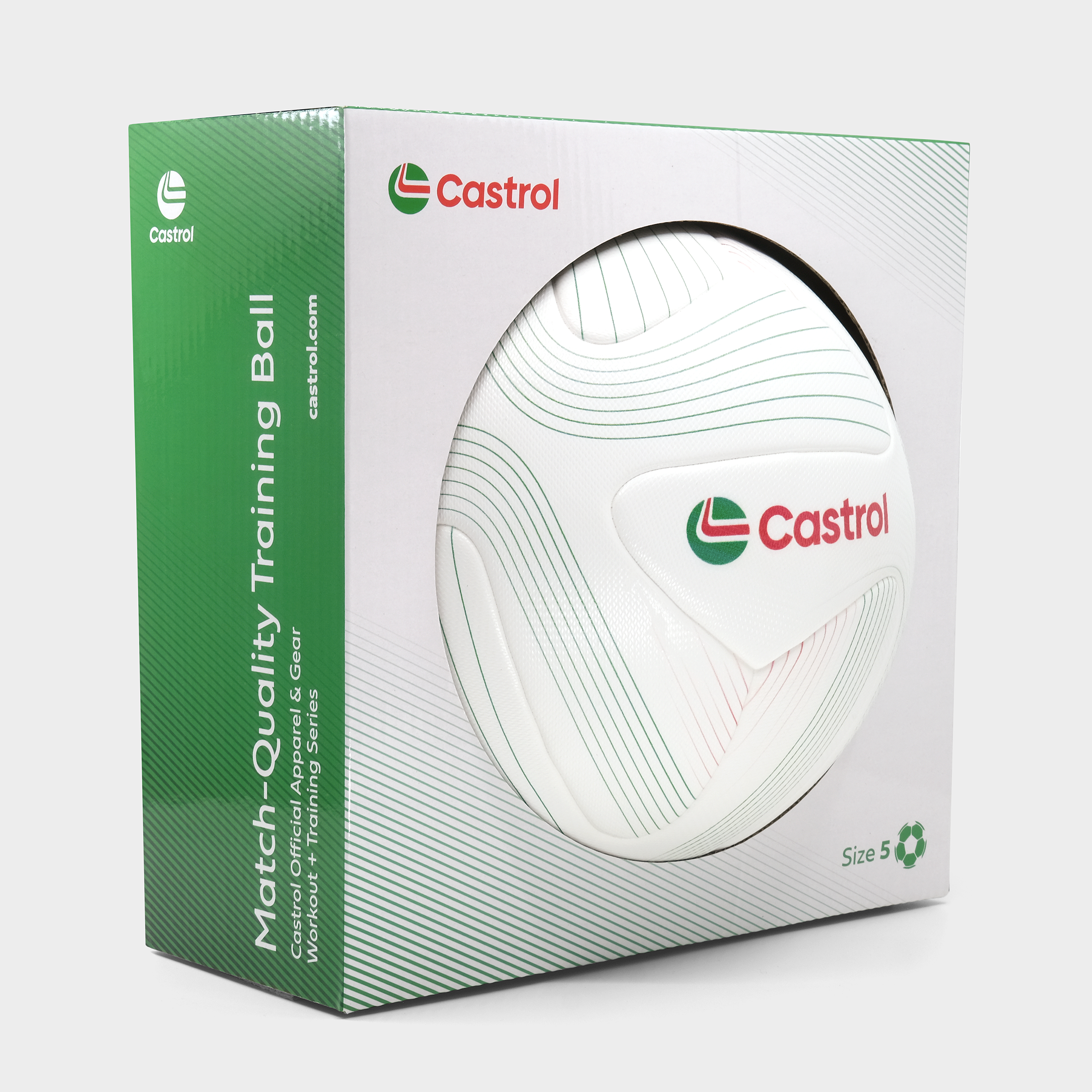 Zine Laminated Soccer Ball :: Pure White / Castrol Green / Castrol Red