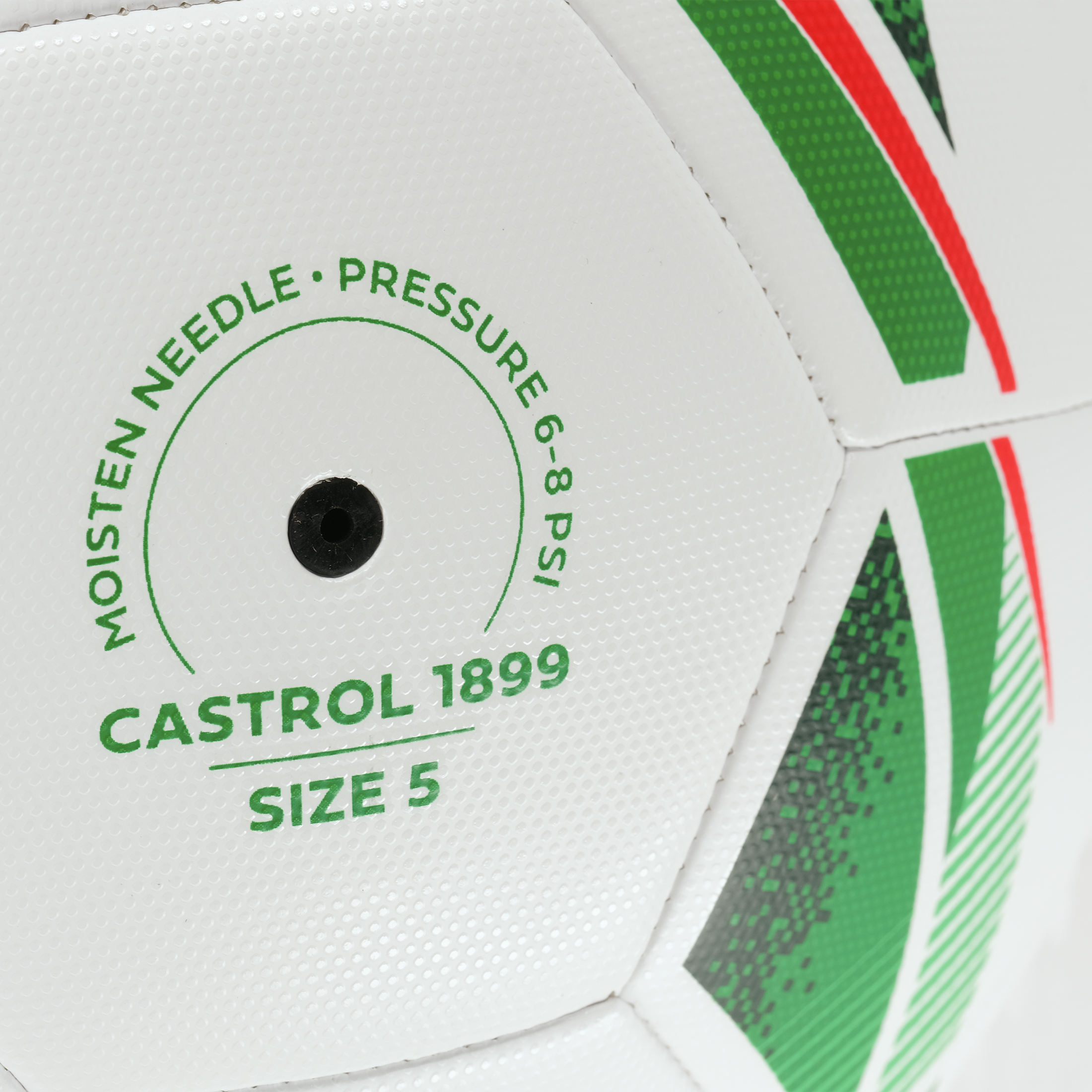 Rino Soccer Ball :: Pure White / Castrol Green / Castrol Red