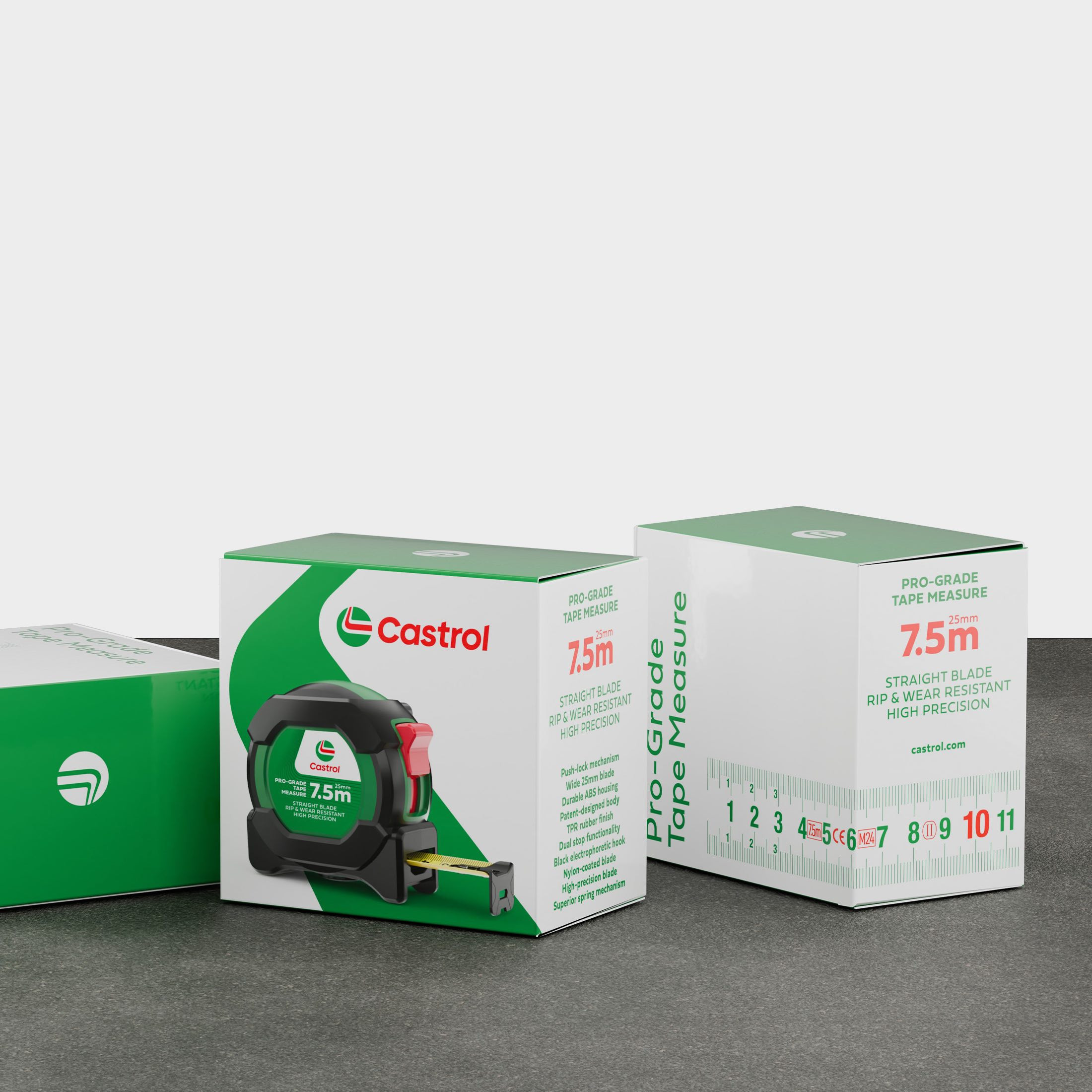 Pro-Grade Tape Measure (7.5m) :: Castrol Green / Core Black