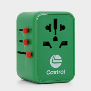 GaN-III Universal Travel Adapter & Charger 65W :: Castrol Green / Castrol Red