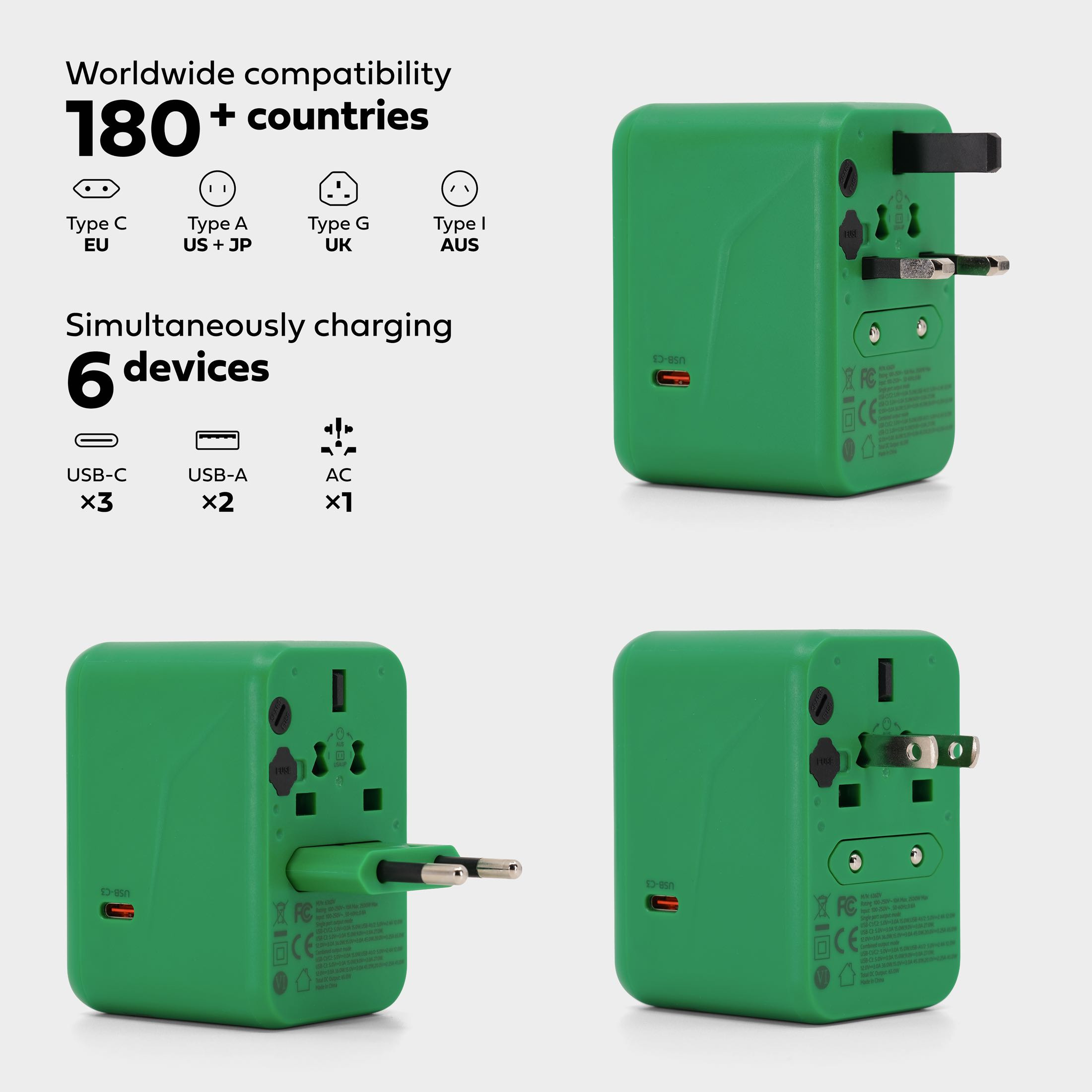 Adapter podróżny GaN III z ładowarką 65 W :: Castrol Green / Castrol Red