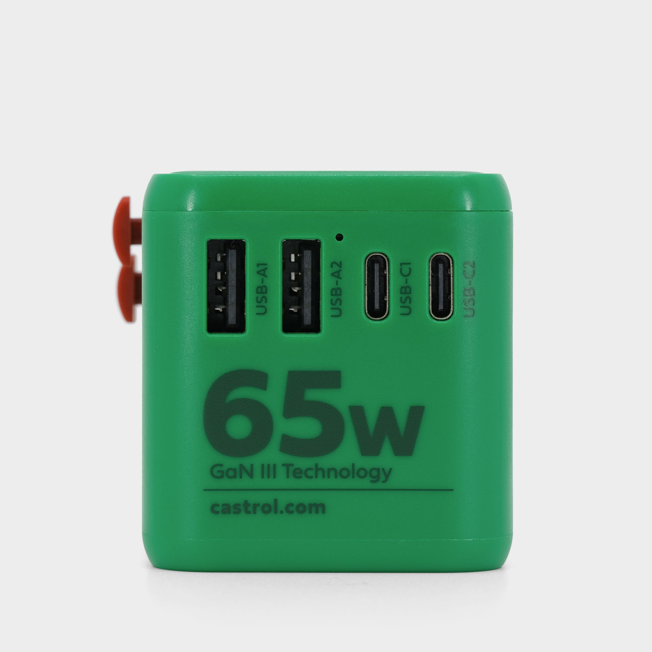 GaN-III Universal Travel Adapter & Charger 65W :: Castrol Green / Castrol Red