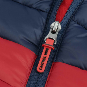 Zenith Hooded Puffer Jacket :: Castrol Red / Classic Navy
